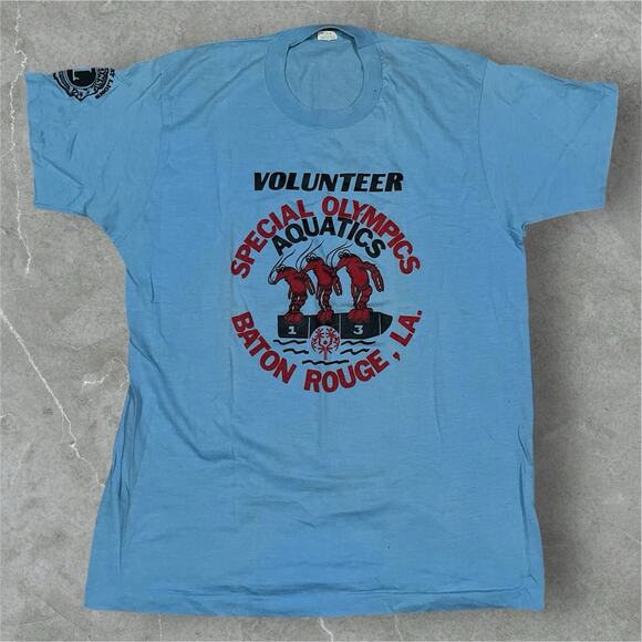 Vintage Screen Stars Special Olympics Aquatics Volunteer Single Stitch T-Shirt - Picture 1 of 9